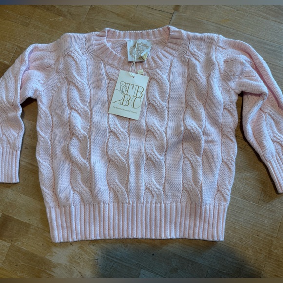 The Beaufort Bonnet Company Sweaters - The Beaufort Bonnet Company Light Pink Cable Knit Sweater